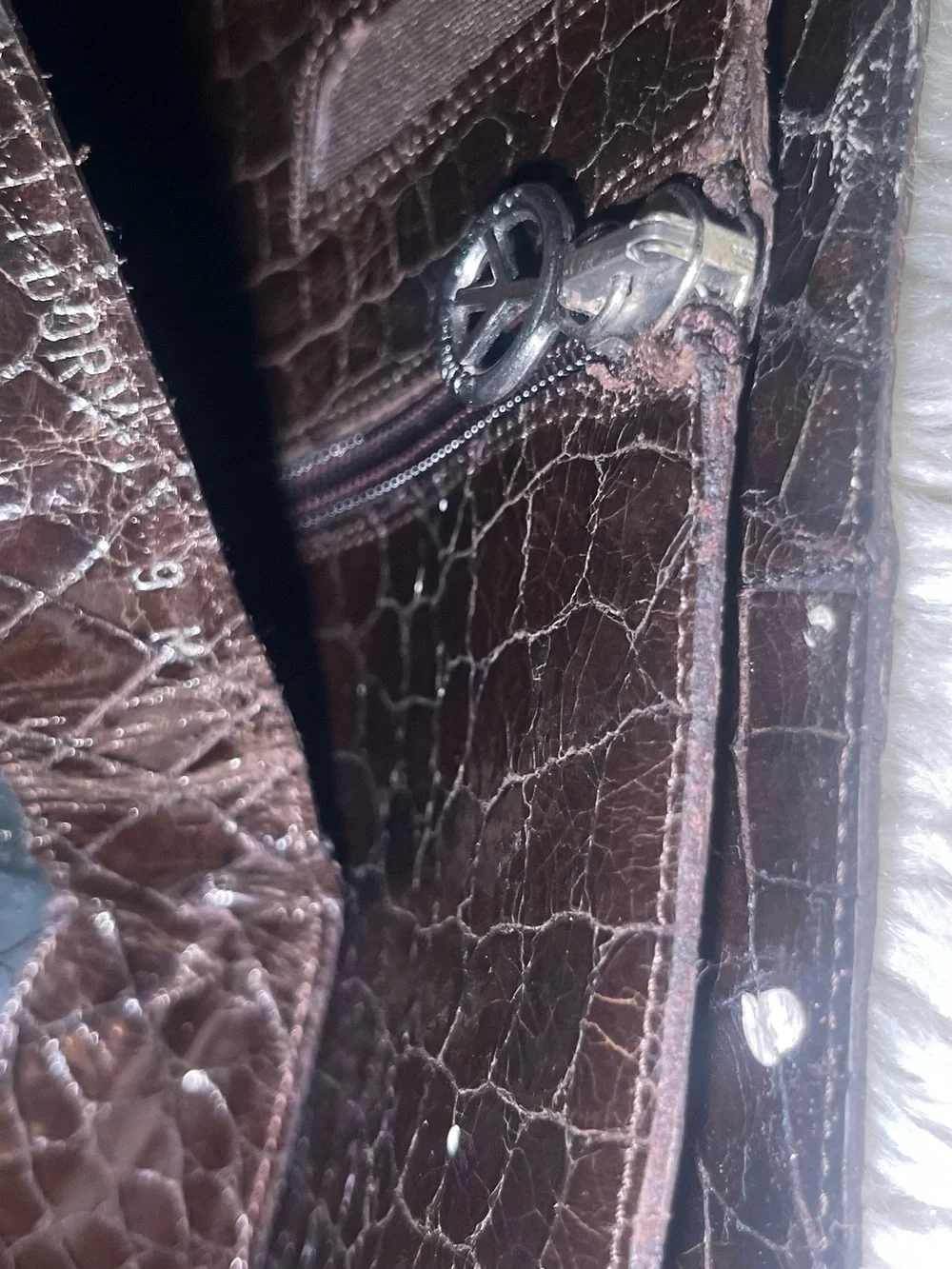 Donald J.pliner Dory women’s brown Croc-Embossed Knee-High Buckle Boots size 9